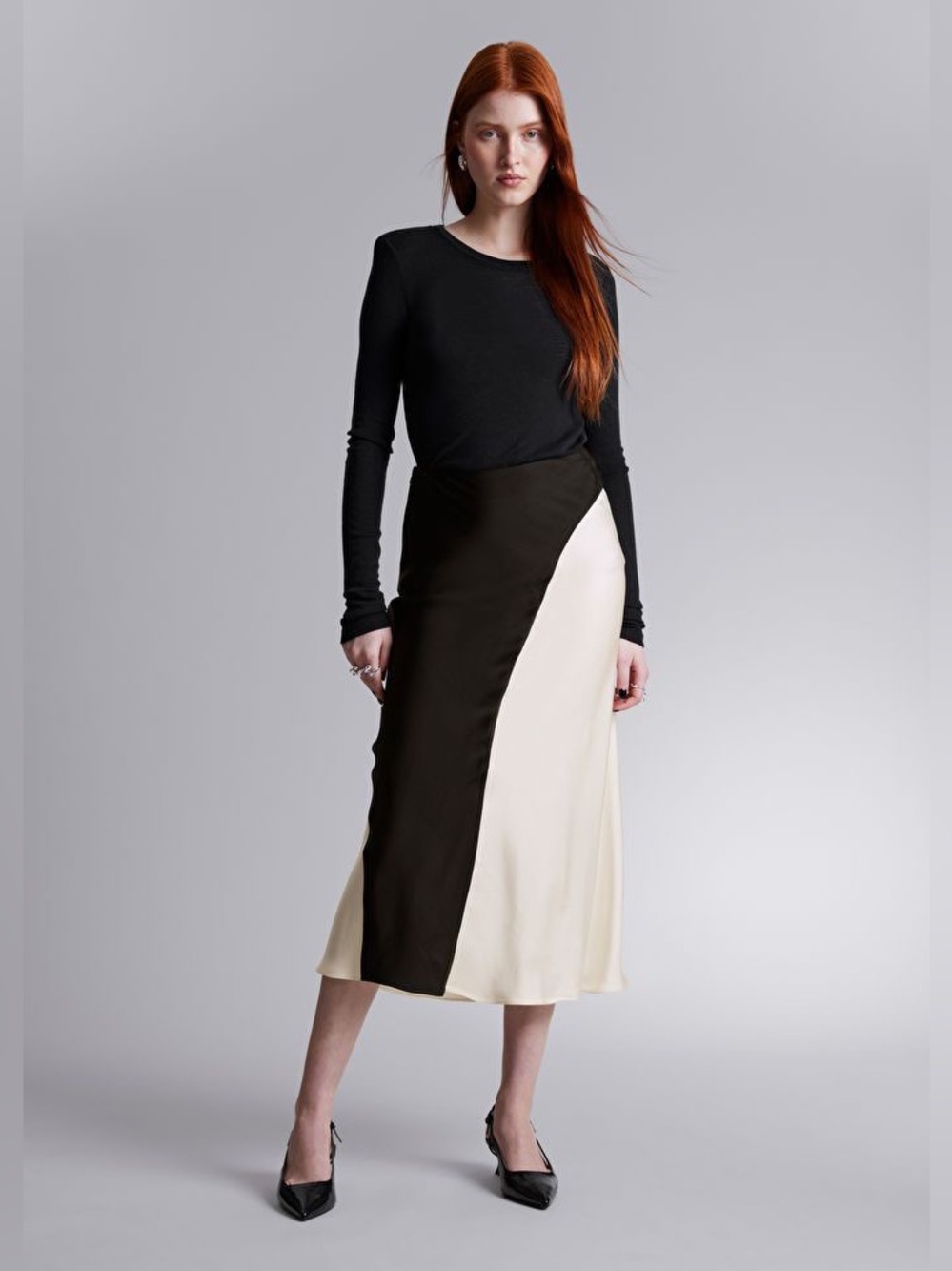 &Other Stories Satin Midi Skirt Size 2